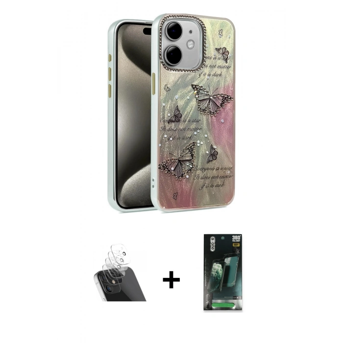MARSİLYAN™- iPhone 11 Kılıf Zirve Modern Prime - Şeffaf 360 Full Body Arka Koruyucu + Kamera Lens Koruma Cam - SF