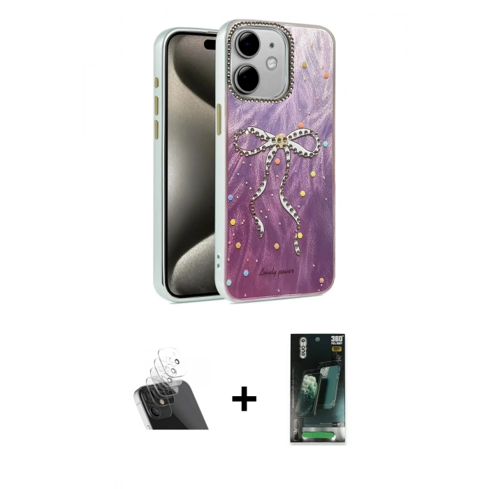 MARSİLYAN™- iPhone 11 Kılıf Zirve Modern Prime - Şeffaf 360 Full Body Arka Koruyucu + Kamera Lens Koruma Cam - SF