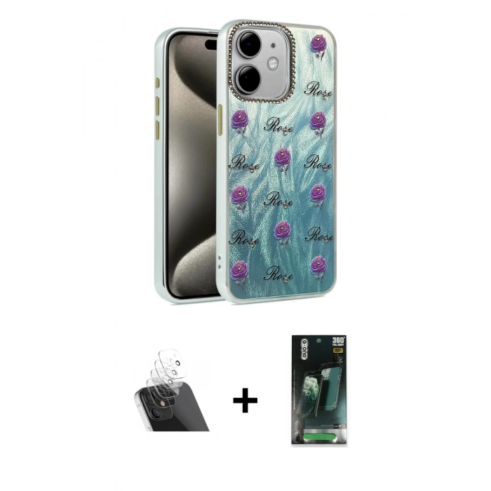 MARSİLYAN™- iPhone 11 Kılıf Zirve Modern Prime - Şeffaf 360 Full Body Arka Koruyucu + Kamera Lens Koruma Cam - SF