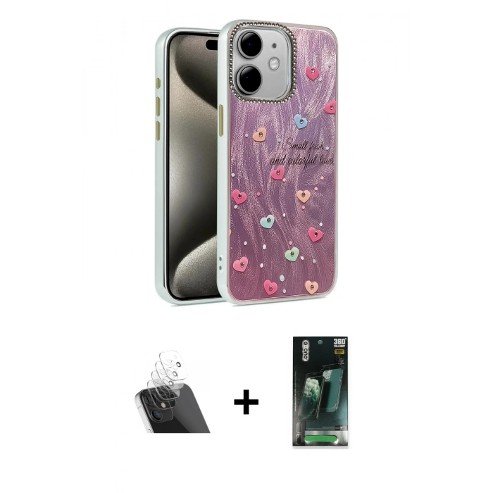MARSİLYAN™- iPhone 11 Kılıf Zirve Modern Prime - Şeffaf 360 Full Body Arka Koruyucu + Kamera Lens Koruma Cam - SF