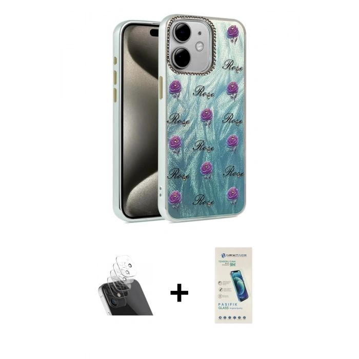 MARSİLYAN™- iPhone 11 Kılıf Zirve Modern Prime - Şeffaf Pasifik Cam Ekran Koruyucu + Kamera Lens Koruma Cam - SF