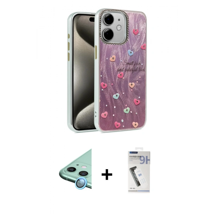 MARSİLYAN™- iPhone 11 Kılıf Zirve Modern Prime - Şeffaf Uv Polymer Nano Ekran Koruyucu + Raze Metal Kamera Lens - MI