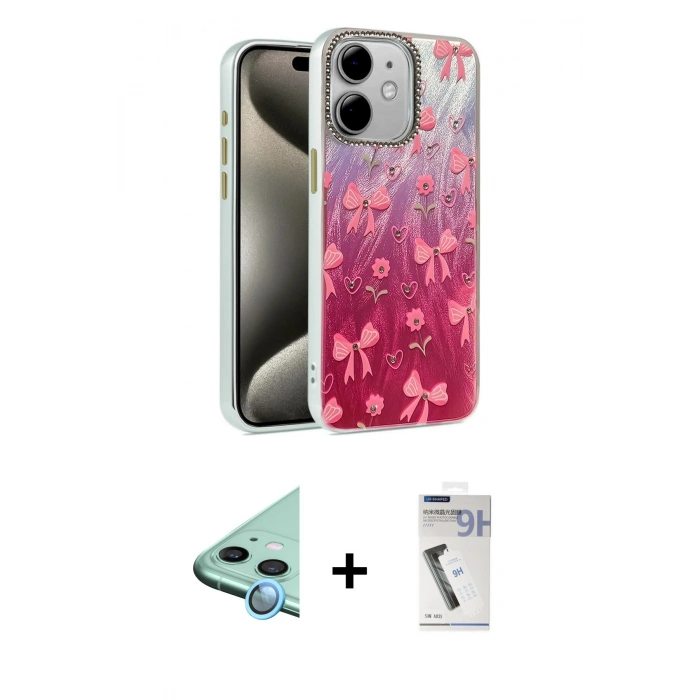 MARSİLYAN™- iPhone 11 Kılıf Zirve Modern Prime - Şeffaf Uv Polymer Nano Ekran Koruyucu + Raze Metal Kamera Lens - MI