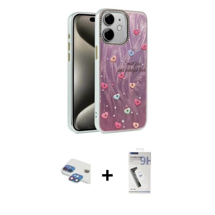 MARSİLYAN™- iPhone 11 Kılıf Zirve Modern Prime - Şeffaf Uv Polymer Nano Ekran Koruyucu + Pers Alüminyum Kamera Lens - GI