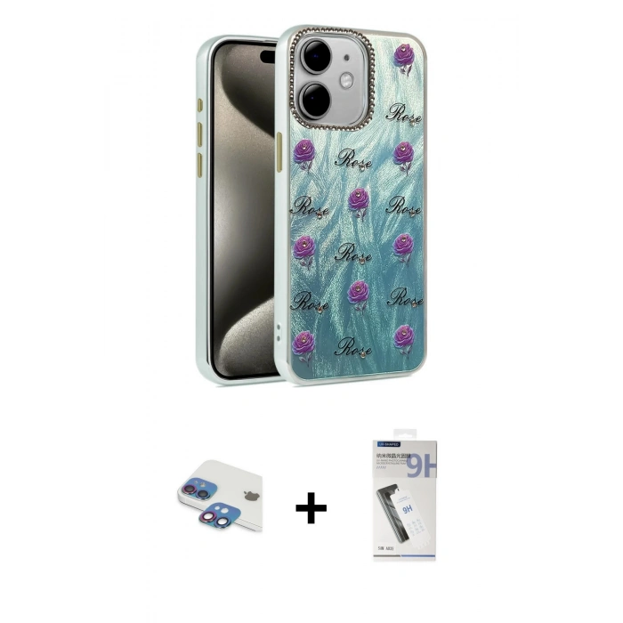 MARSİLYAN™- iPhone 11 Kılıf Zirve Modern Prime - Şeffaf Uv Polymer Nano Ekran Koruyucu + Pers Alüminyum Kamera Lens - GI