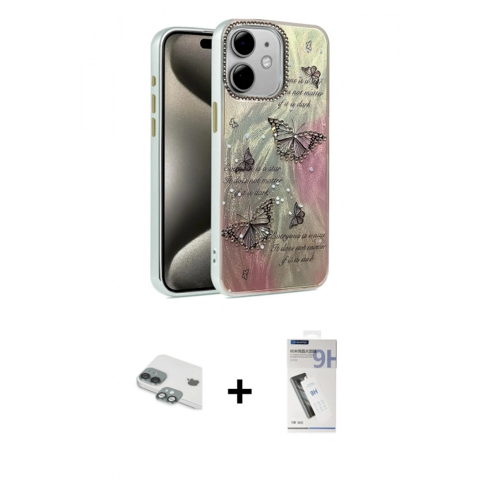 MARSİLYAN™- iPhone 11 Kılıf Zirve Modern Prime - Şeffaf Uv Polymer Nano Ekran Koruyucu + Pers Alüminyum Kamera Lens - YL