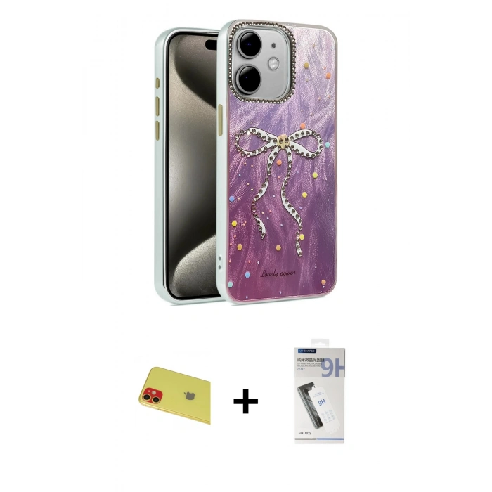 MARSİLYAN™- iPhone 11 Kılıf Zirve Modern Prime - Şeffaf Uv Polymer Nano Ekran Koruyucu + Rainbow Kamera Lens Koruma Cam - KI