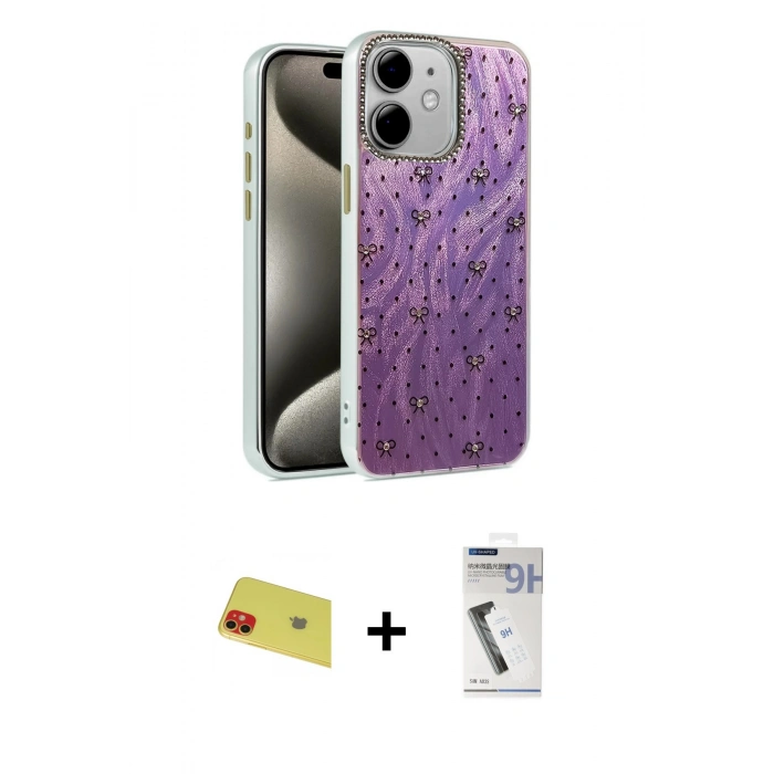 MARSİLYAN™- iPhone 11 Kılıf Zirve Modern Prime - Şeffaf Uv Polymer Nano Ekran Koruyucu + Rainbow Kamera Lens Koruma Cam - KI