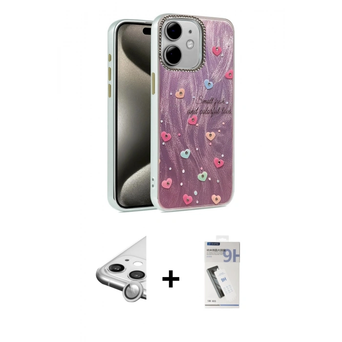MARSİLYAN™- iPhone 11 Kılıf Zirve Modern Prime - Şeffaf Uv Polymer Nano Ekran Koruyucu + Raze Metal Kamera Lens - GS