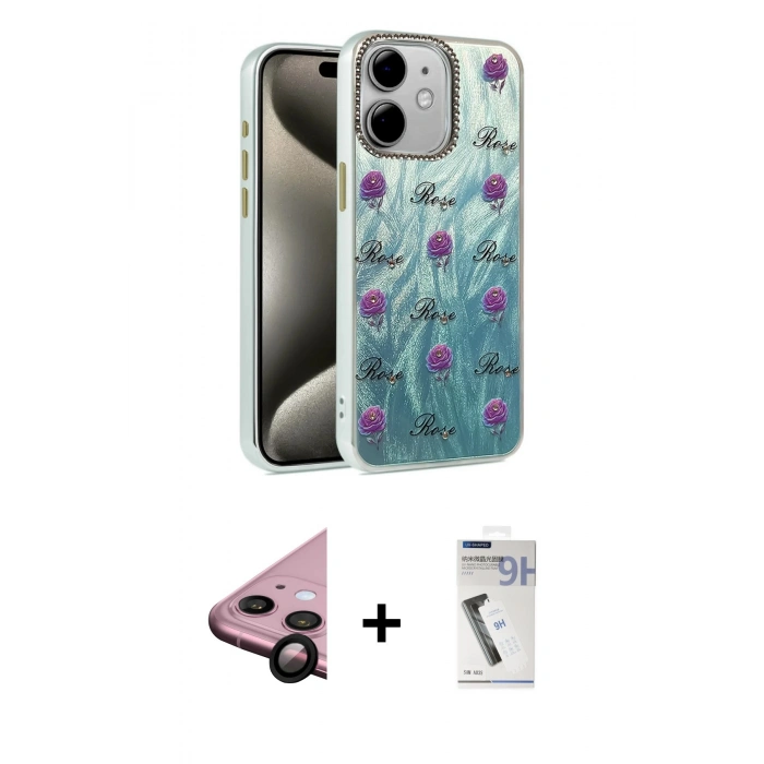 MARSİLYAN™- iPhone 11 Kılıf Zirve Modern Prime - Şeffaf Uv Polymer Nano Ekran Koruyucu + Raze Metal Kamera Lens - SH