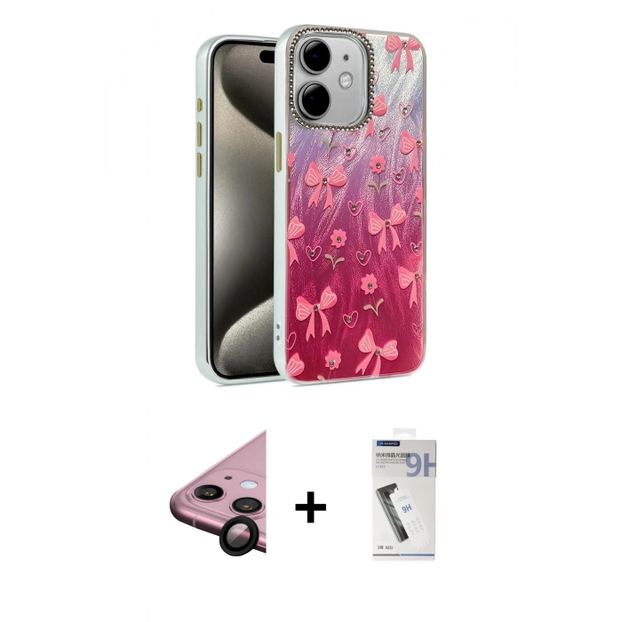 MARSİLYAN™- iPhone 11 Kılıf Zirve Modern Prime - Şeffaf Uv Polymer Nano Ekran Koruyucu + Raze Metal Kamera Lens - SH