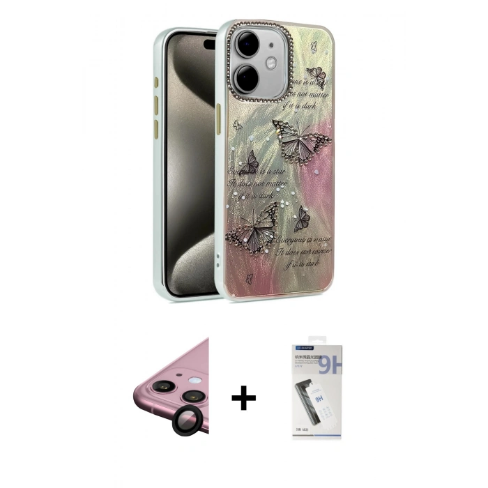 MARSİLYAN™- iPhone 11 Kılıf Zirve Modern Prime - Şeffaf Uv Polymer Nano Ekran Koruyucu + Raze Metal Kamera Lens - SH