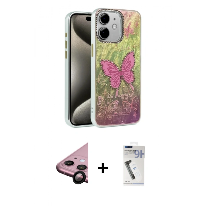MARSİLYAN™- iPhone 11 Kılıf Zirve Modern Prime - Şeffaf Uv Polymer Nano Ekran Koruyucu + Raze Metal Kamera Lens - SH