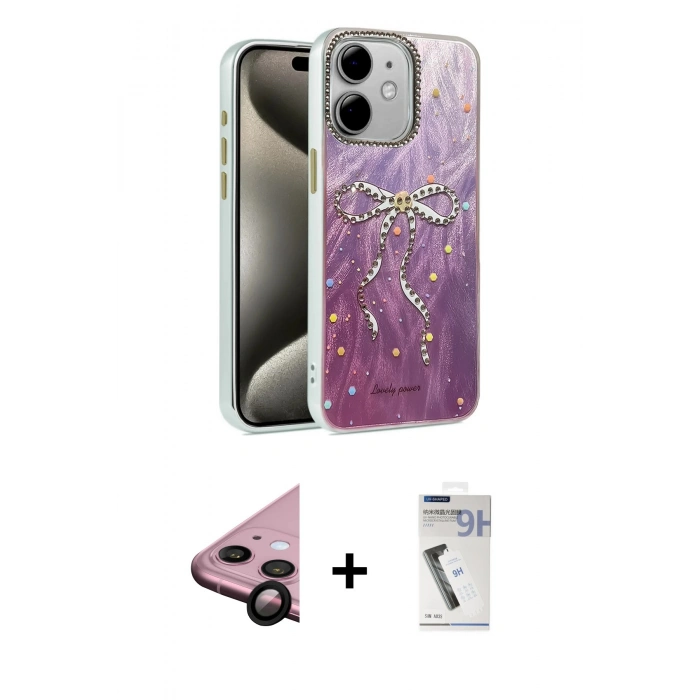 MARSİLYAN™- iPhone 11 Kılıf Zirve Modern Prime - Şeffaf Uv Polymer Nano Ekran Koruyucu + Raze Metal Kamera Lens - SH