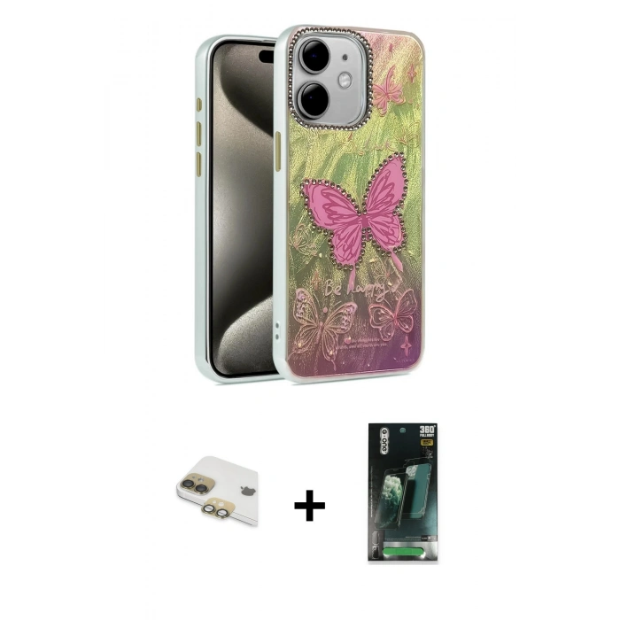 MARSİLYAN™- iPhone 11 Kılıf Zirve Modern Prime - Siyah 360 Mat Full Body Arka Koruyucu + Pers Alüminyum Kamera Lens - GD