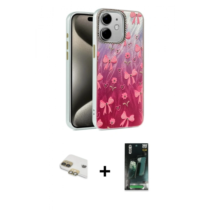 MARSİLYAN™- iPhone 11 Kılıf Zirve Modern Prime - Siyah 360 Mat Full Body Arka Koruyucu + Pers Alüminyum Kamera Lens - GD