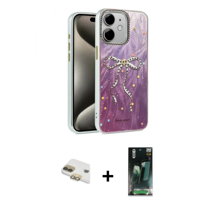 MARSİLYAN™- iPhone 11 Kılıf Zirve Modern Prime - Siyah 360 Mat Full Body Arka Koruyucu + Pers Alüminyum Kamera Lens - GD