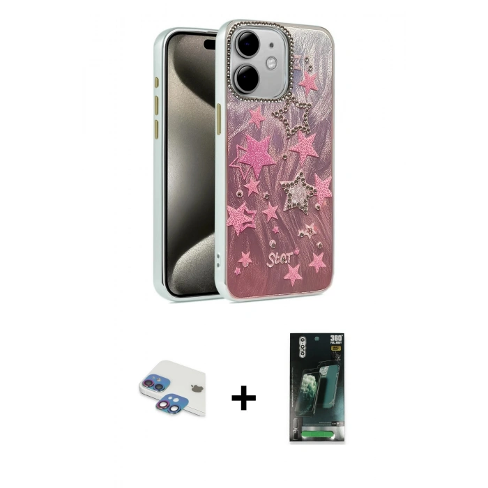 MARSİLYAN™- iPhone 11 Kılıf Zirve Modern Prime - Siyah 360 Mat Full Body Arka Koruyucu + Pers Alüminyum Kamera Lens - GI