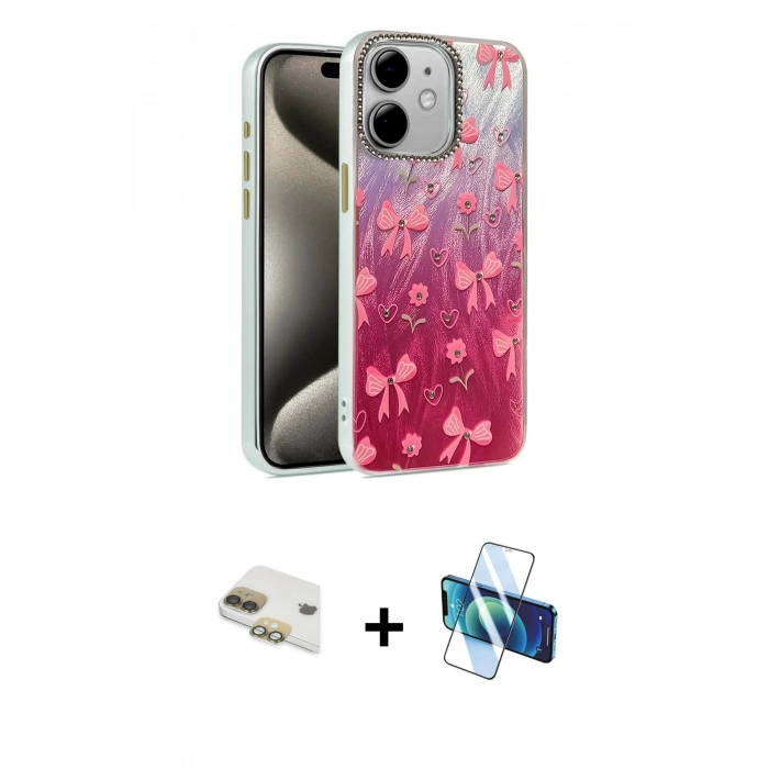 MARSİLYAN™- iPhone 11 Kılıf Zirve Modern Prime - Siyah 3D Antistatik Cam Ekran Koruyucu + Pers Alüminyum Kamera Lens - GD