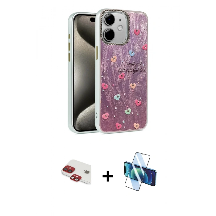 MARSİLYAN™- iPhone 11 Kılıf Zirve Modern Prime - Siyah 3D Antistatik Cam Ekran Koruyucu + Pers Alüminyum Kamera Lens - KI