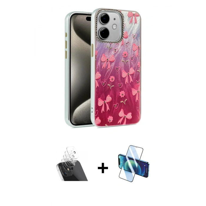 MARSİLYAN™- iPhone 11 Kılıf Zirve Modern Prime - Siyah 3D Antistatik Cam Ekran Koruyucu + Kamera Lens Koruma Cam - SF
