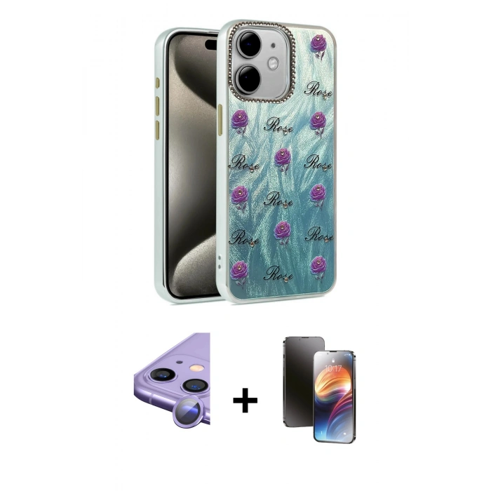 MARSİLYAN™- iPhone 11 Kılıf Zirve Modern Prime - Siyah 3D Antistatik Mat Seramik Nano Ekran Koruyucu + Raze Metal Kamera Lens - MR