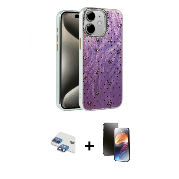MARSİLYAN™- iPhone 11 Kılıf Zirve Modern Prime - Siyah 3D Antistatik Mat Seramik Nano Ekran Koruyucu + Pers Alüminyum Kamera Lens - GI
