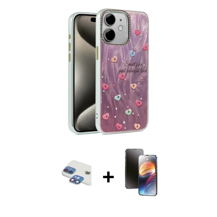 MARSİLYAN™- iPhone 11 Kılıf Zirve Modern Prime - Siyah 3D Antistatik Mat Seramik Nano Ekran Koruyucu + Pers Alüminyum Kamera Lens - GI