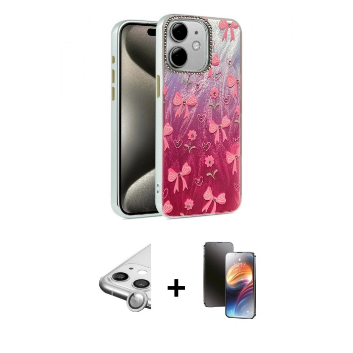 MARSİLYAN™- iPhone 11 Kılıf Zirve Modern Prime - Siyah 3D Antistatik Mat Seramik Nano Ekran Koruyucu + Raze Metal Kamera Lens - GS