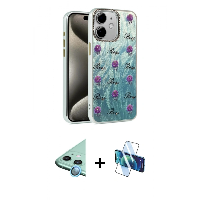 MARSİLYAN™- iPhone 11 Kılıf Zirve Modern Prime - Siyah 3D Antistatik Seramik Nano Ekran Koruyucu + Raze Metal Kamera Lens - MI