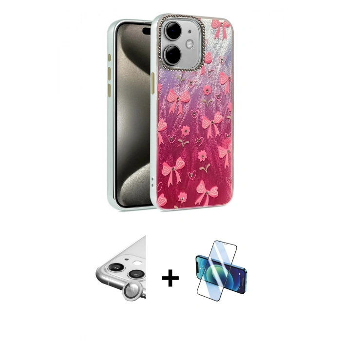 MARSİLYAN™- iPhone 11 Kılıf Zirve Modern Prime - Siyah 3D Antistatik Seramik Nano Ekran Koruyucu + Raze Metal Kamera Lens - GS