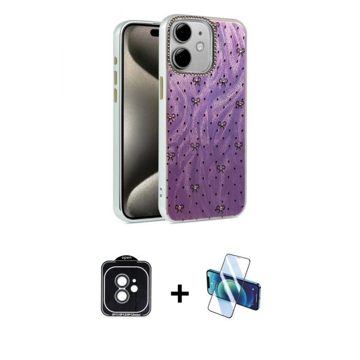 MARSİLYAN™- iPhone 11 Kılıf Zirve Modern Prime - Siyah 3D Antistatik Seramik Nano Ekran Koruyucu + PVD Metal Kamera Lens - SH