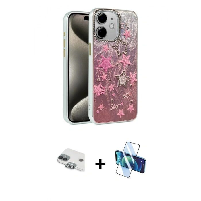 MARSİLYAN™- iPhone 11 Kılıf Zirve Modern Prime - Siyah 3D Antistatik Seramik Nano Ekran Koruyucu + Pers Alüminyum Kamera Lens - YL