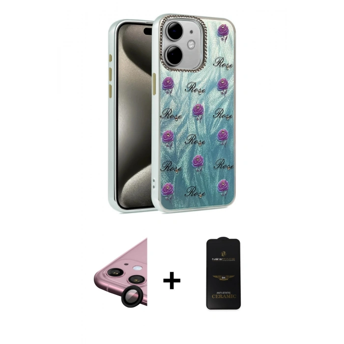MARSİLYAN™- iPhone 11 Kılıf Zirve Modern Prime - Siyah 6D Antistatik Mat Seramik Hayalet Nano Ekran Koruyucu + Raze Metal Kamera Lens - SH