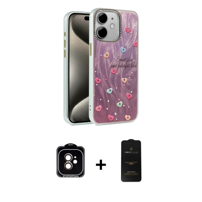 MARSİLYAN™- iPhone 11 Kılıf Zirve Modern Prime - Siyah 6D Antistatik Mat Seramik Hayalet Nano Ekran Koruyucu + PVD Metal Kamera Lens - TU
