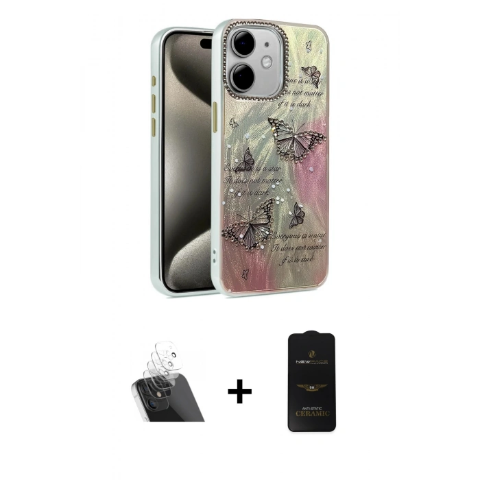 MARSİLYAN™- iPhone 11 Kılıf Zirve Modern Prime - Siyah 6D Antistatik Mat Seramik Hayalet Nano Ekran Koruyucu + Kamera Lens Koruma Cam - SF