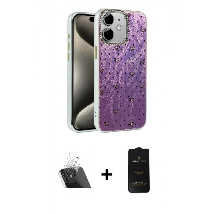 MARSİLYAN™- iPhone 11 Kılıf Zirve Modern Prime - Siyah 6D Antistatik Mat Seramik Hayalet Nano Ekran Koruyucu + Kamera Lens Koruma Cam - SF