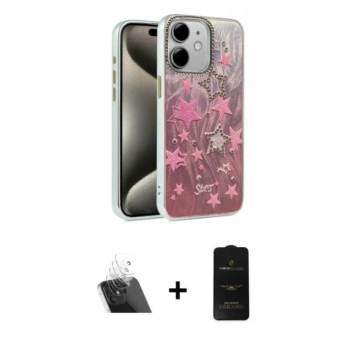 MARSİLYAN™- iPhone 11 Kılıf Zirve Modern Prime - Siyah 6D Antistatik Mat Seramik Hayalet Nano Ekran Koruyucu + Kamera Lens Koruma Cam - SF