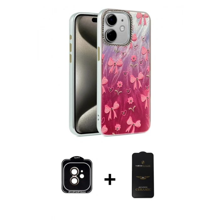 MARSİLYAN™- iPhone 11 Kılıf Zirve Modern Prime - Siyah 6D Antistatik Mat Seramik Hayalet Nano Ekran Koruyucu + PVD Metal Kamera Lens - TU