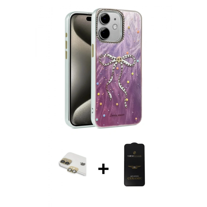 MARSİLYAN™- iPhone 11 Kılıf Zirve Modern Prime - Siyah 6D Antistatik Mat Seramik Hayalet Nano Ekran Koruyucu + Pers Alüminyum Kamera Lens - GD