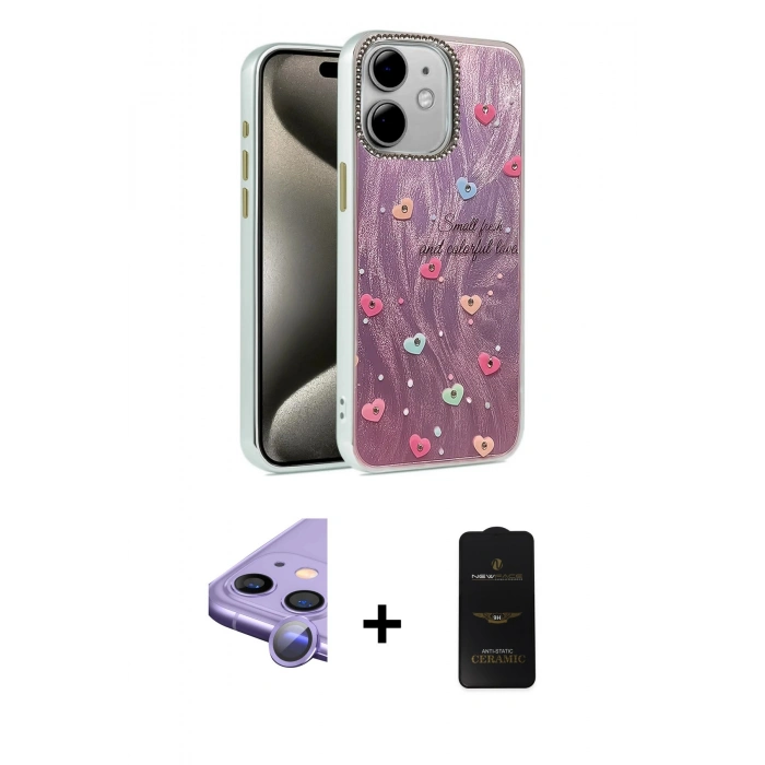 MARSİLYAN™- iPhone 11 Kılıf Zirve Modern Prime - Siyah 6D Antistatik Mat Seramik Hayalet Nano Ekran Koruyucu + Raze Metal Kamera Lens - MR