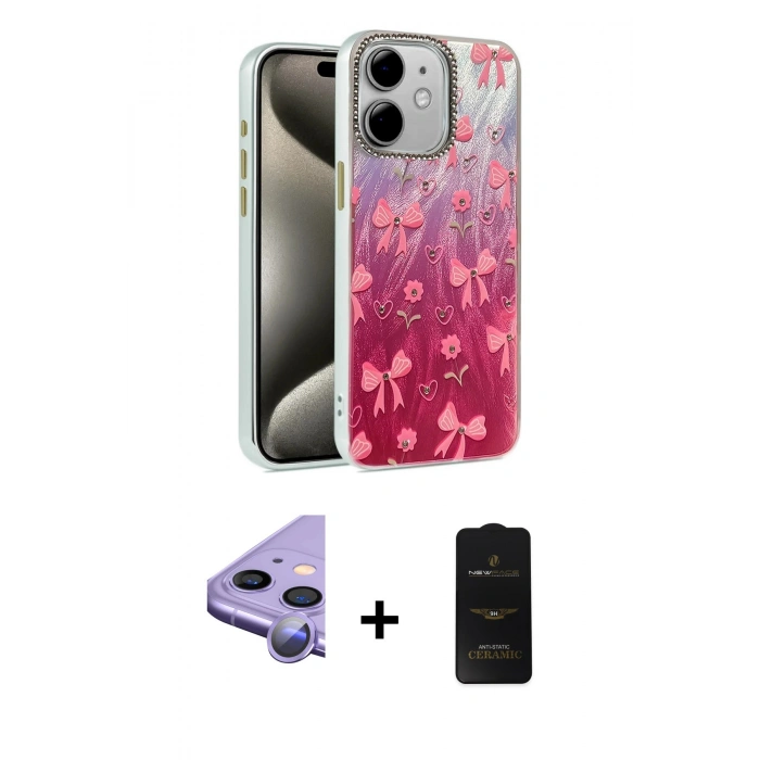 MARSİLYAN™- iPhone 11 Kılıf Zirve Modern Prime - Siyah 6D Antistatik Mat Seramik Hayalet Nano Ekran Koruyucu + Raze Metal Kamera Lens - MR