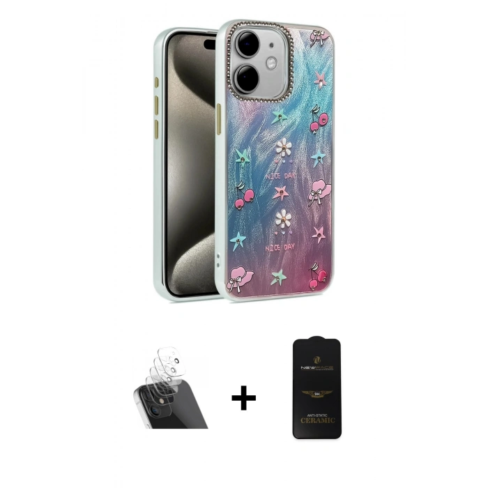 MARSİLYAN™- iPhone 11 Kılıf Zirve Modern Prime - Siyah 6D Antistatik Mat Seramik Hayalet Nano Ekran Koruyucu + Kamera Lens Koruma Cam - SF