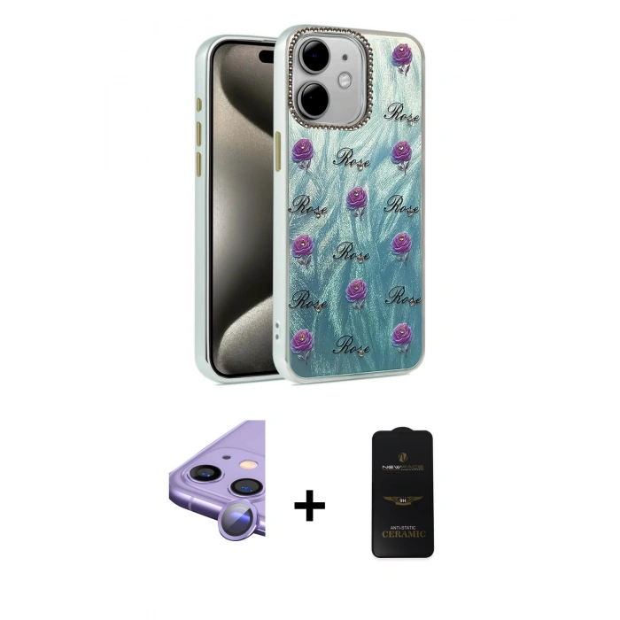 MARSİLYAN™- iPhone 11 Kılıf Zirve Modern Prime - Siyah 6D Antistatik Mat Seramik Hayalet Nano Ekran Koruyucu + Raze Metal Kamera Lens - MR