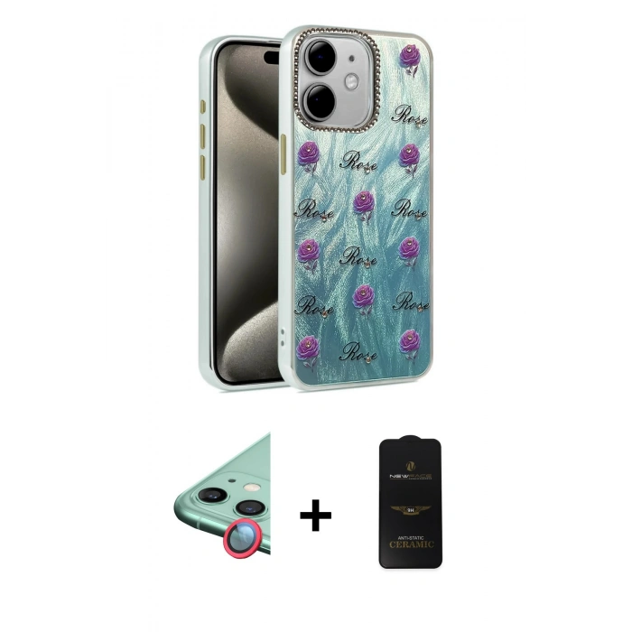 MARSİLYAN™- iPhone 11 Kılıf Zirve Modern Prime - Siyah 6D Antistatik Mat Seramik Hayalet Nano Ekran Koruyucu + Raze Metal Kamera Lens - KI