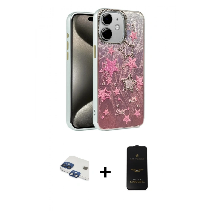 MARSİLYAN™- iPhone 11 Kılıf Zirve Modern Prime - Siyah 6D Antistatik Mat Seramik Hayalet Nano Ekran Koruyucu + Pers Alüminyum Kamera Lens - LT
