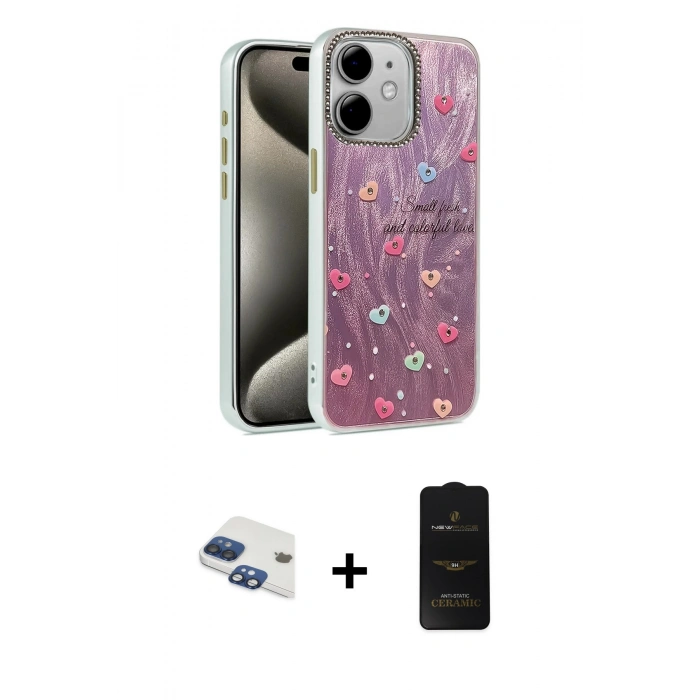 MARSİLYAN™- iPhone 11 Kılıf Zirve Modern Prime - Siyah 6D Antistatik Mat Seramik Hayalet Nano Ekran Koruyucu + Pers Alüminyum Kamera Lens - LT