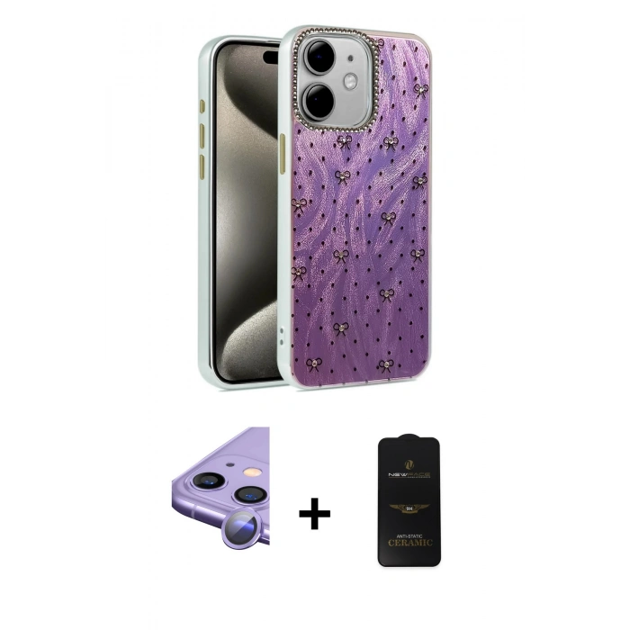 MARSİLYAN™- iPhone 11 Kılıf Zirve Modern Prime - Siyah 6D Antistatik Mat Seramik Hayalet Nano Ekran Koruyucu + Raze Metal Kamera Lens - MR