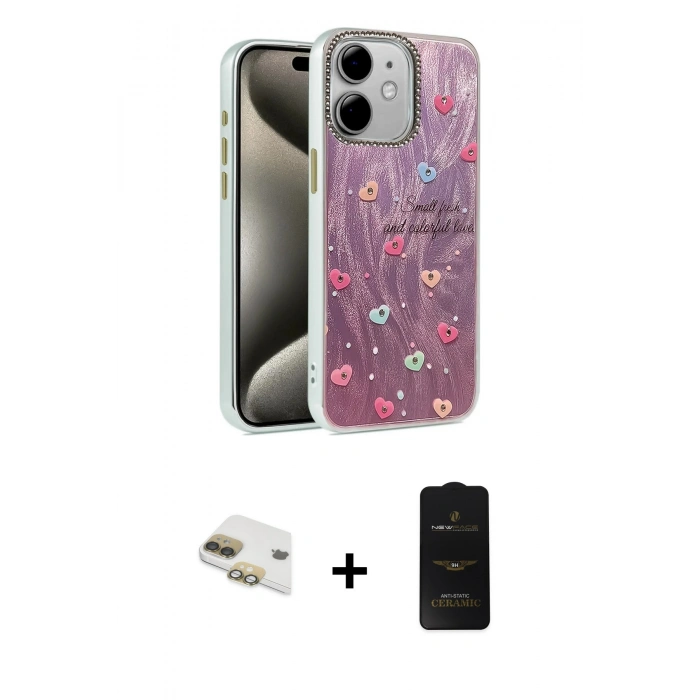 MARSİLYAN™- iPhone 11 Kılıf Zirve Modern Prime - Siyah 6D Antistatik Mat Seramik Hayalet Nano Ekran Koruyucu + Pers Alüminyum Kamera Lens - GD