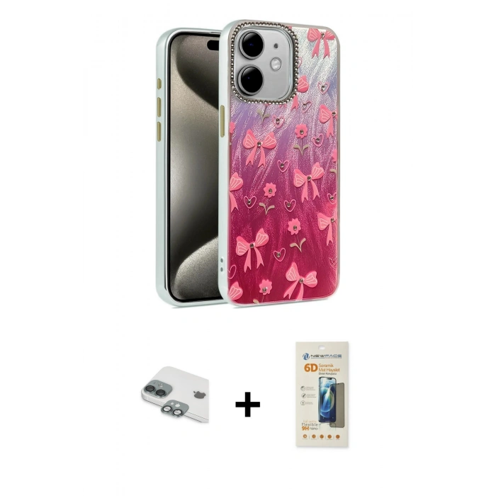 MARSİLYAN™- iPhone 11 Kılıf Zirve Modern Prime - Siyah 6D Mat Seramik Hayalet Nano Ekran Koruyucu + Pers Alüminyum Kamera Lens - YL